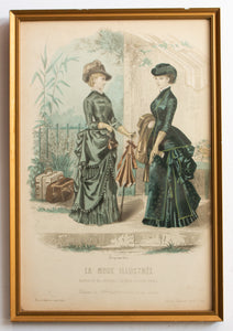 Antique Fashion Print in Gilt Frame 'La Mode Illustree'