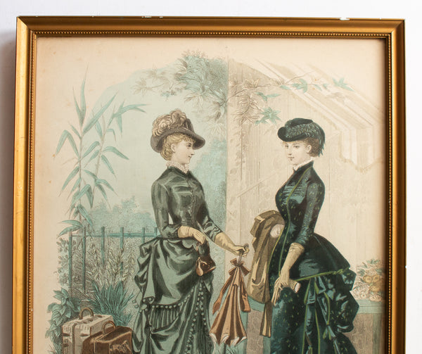 Antique Fashion Print in Gilt Frame 'La Mode Illustree'