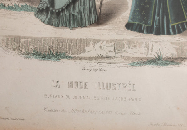 Antique Fashion Print in Gilt Frame 'La Mode Illustree'