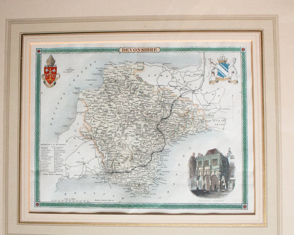 Antique Thomas Moule Map 'Devonshire' Framed and Glazed