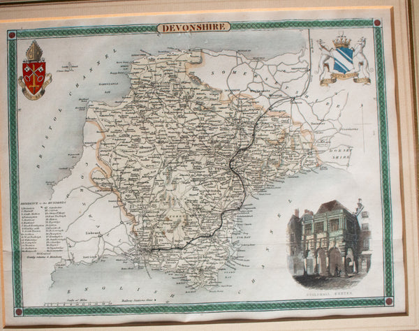 Antique Thomas Moule Map 'Devonshire' Framed and Glazed