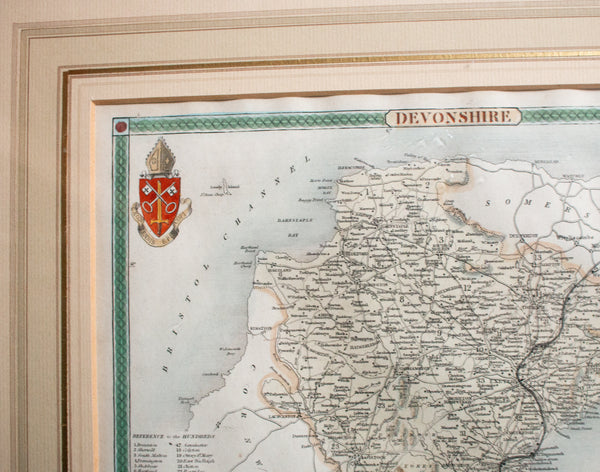 Antique Thomas Moule Map 'Devonshire' Framed and Glazed