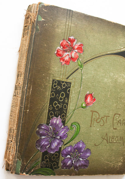 Antique Postcard Album or Scrapbook