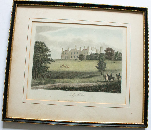 Antique Framed and Glazed Hand Coloured Engraving 'Eridge Castle' c.1809