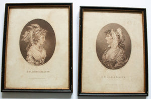 Antique Prints in Original Hogarth Frames 'A St. Giles's Beauty' and 'A St. James's Beauty' (2)