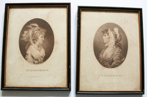 Antique Prints in Original Hogarth Frames 'A St. Giles's Beauty' and 'A St. James's Beauty' (2)