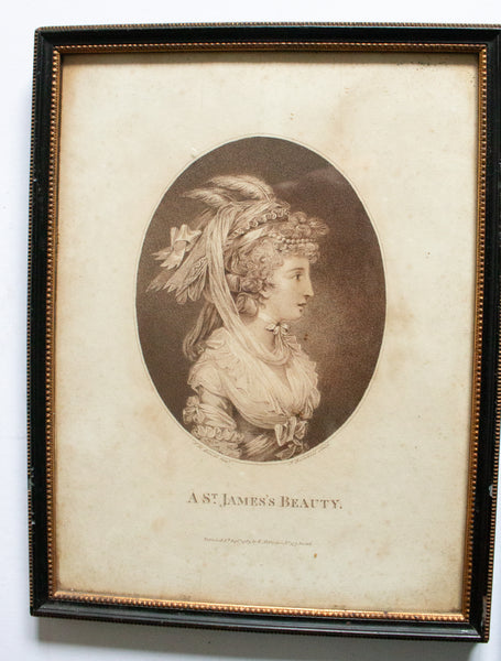 Antique Prints in Original Hogarth Frames 'A St. Giles's Beauty' and 'A St. James's Beauty' (2)