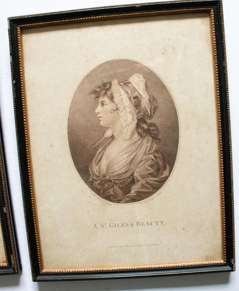 Antique Prints in Original Hogarth Frames 'A St. Giles's Beauty' and 'A St. James's Beauty' (2)