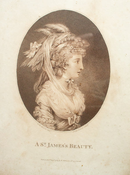 Antique Prints in Original Hogarth Frames 'A St. Giles's Beauty' and 'A St. James's Beauty' (2)