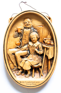 Osborne Ivorex Charles Dickens Wall Plaque 'Bob Cratchit and Tiny Tim'