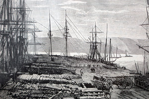 Antique engraving of ships