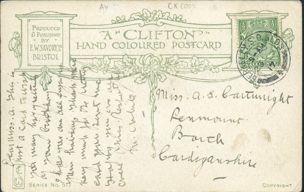 Clifton Hand Coloured Postcard 'A Stitch in Time'