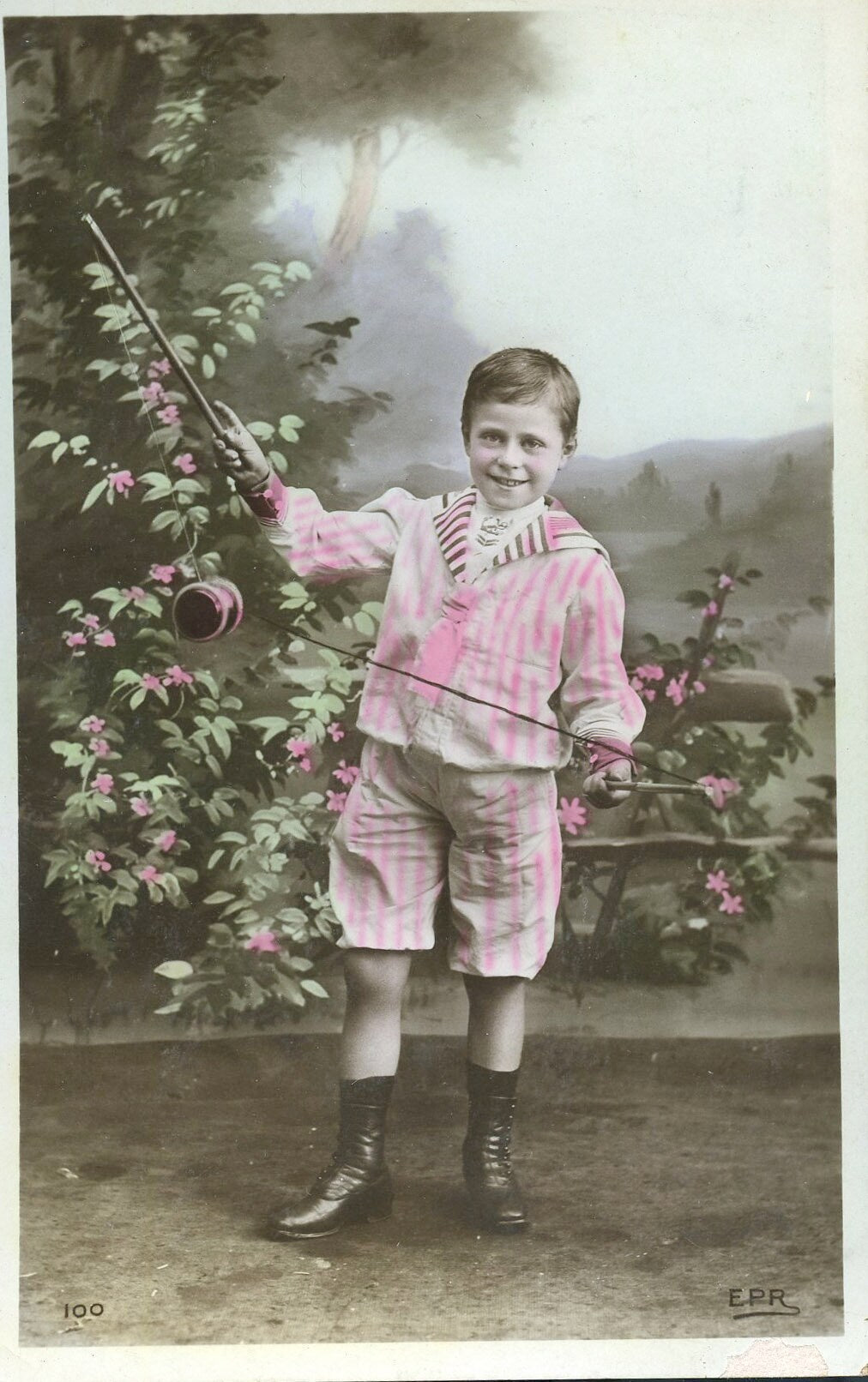 Edwardian 'EPR' Real Photograph Postcard of Little Boy Playing