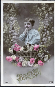 French Real Photograph Birthday Postcard 'Bonne Fete'