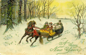 Vintage Christmas New Year Greetings Postcard 'A Happy New Year'