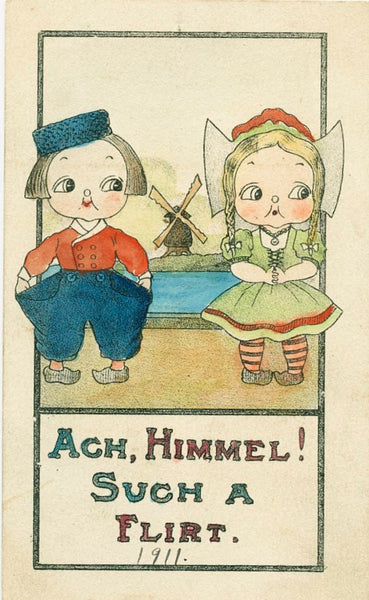 1911 German Postcard 'Ach, Himmel! Such a Flirt'