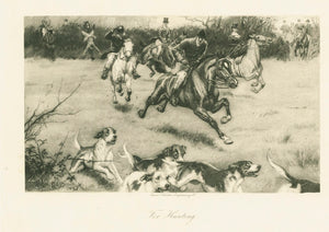 Antique Natural History Engraving 'Fox Hunting' 1896