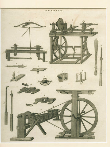 Antique Engraving 'Turning' 1843