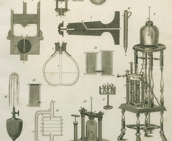 Antique Engraving 'Pneumatics' 1843