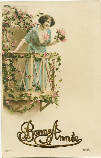 Vintage New Year and Christmas Postcard 'Bonne Annee'