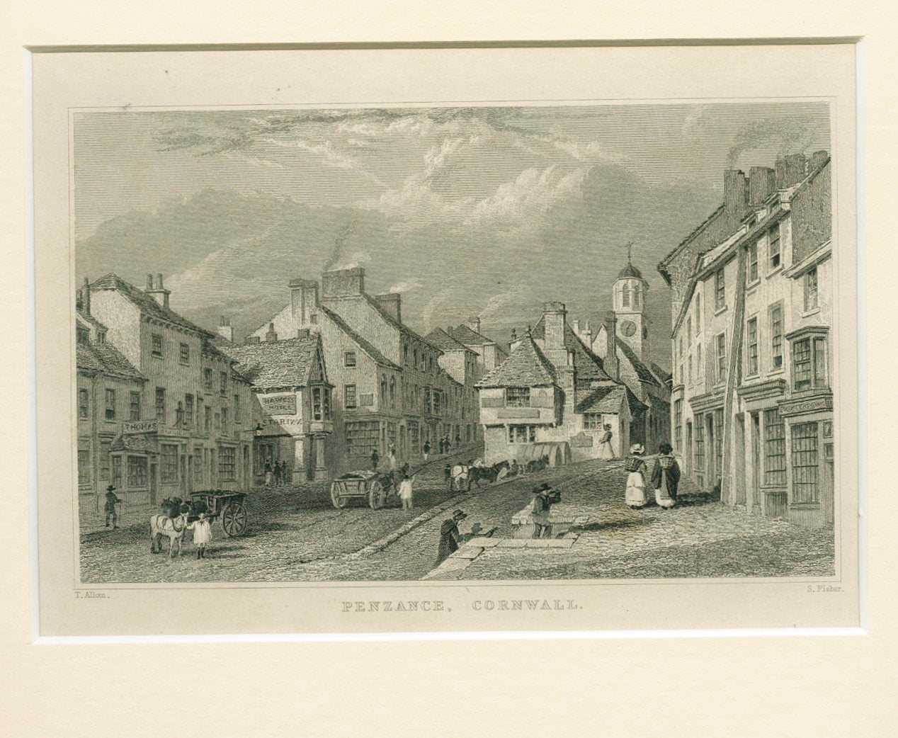 Antique Engraving 'Penzance, Cornwall'