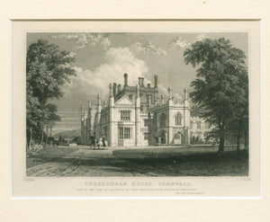 Steel Engraving on Paper 'Tregothnan House, Cornwall'