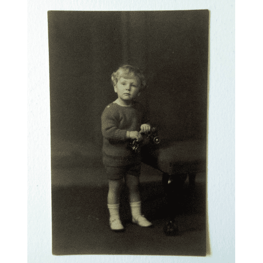 Real Photograph Postcard of Little Boy Holding Toy Car