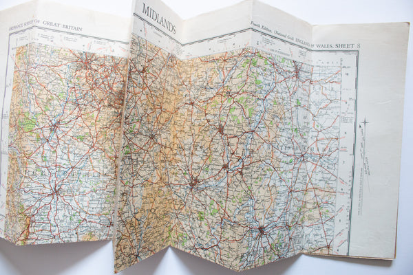 Ordnance Survey 1946 Quarter-Inch Map of Great Britain Sheet 8 The Midlands