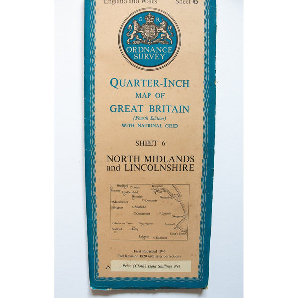 Ordnance Survey 1946 Quarter-Inch Map of Great Britain Sheet 6 North Midlands and Lincolnshire