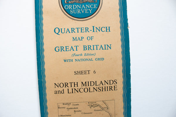 Ordnance Survey 1946 Quarter-Inch Map of Great Britain Sheet 6 North Midlands and Lincolnshire