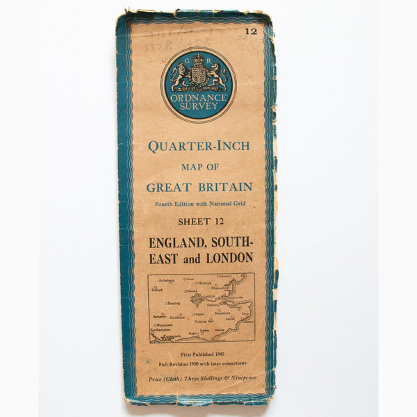 Ordnance Survey 1945 Quarter-Inch Map of Great Britain Sheet 12 England, South-East and London