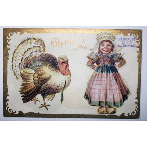 'Our Thanksgiving Series' Embossed Gilt Postcard 'Thanksgiving Joys'