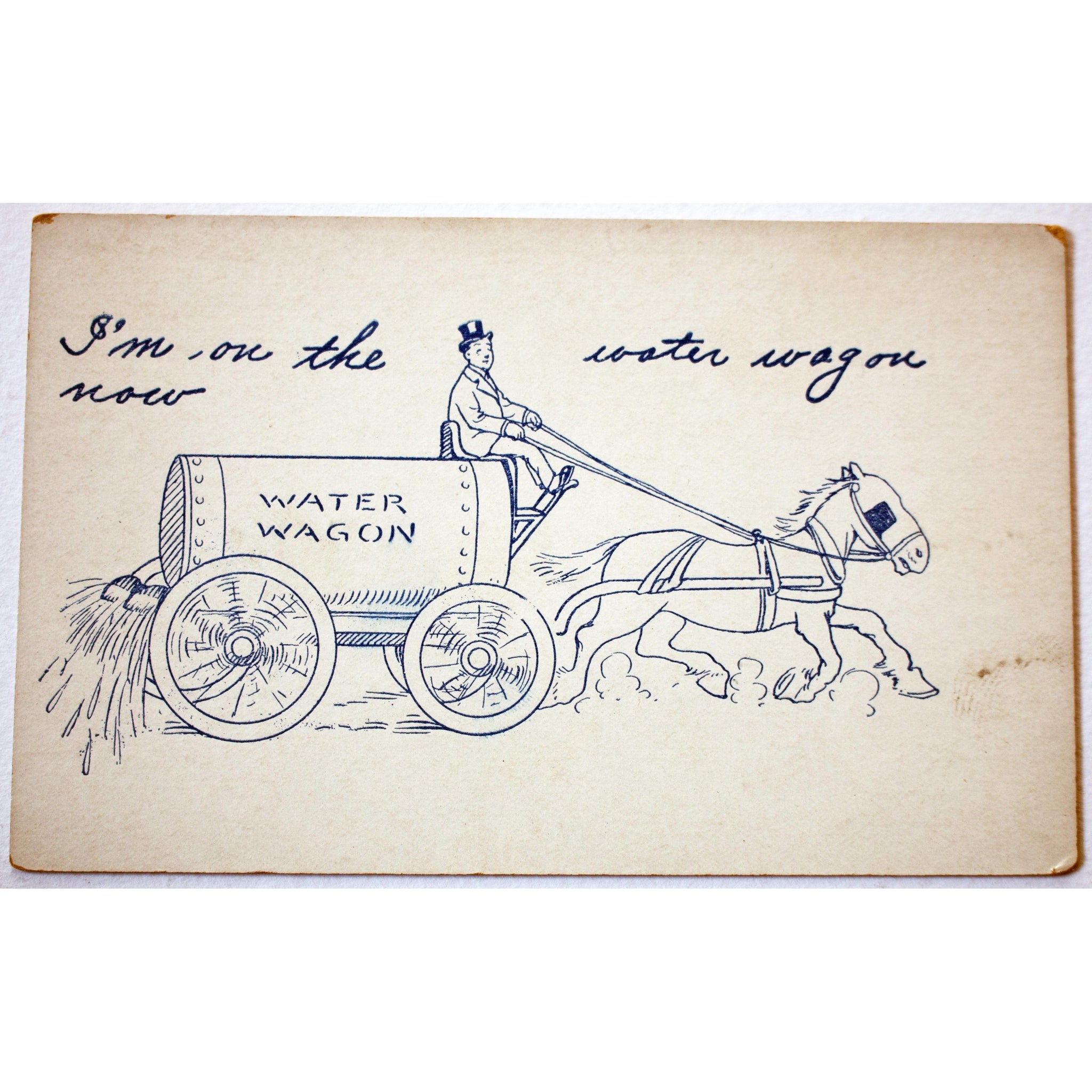 Temperance Postcard 'I'm on the water wagon'