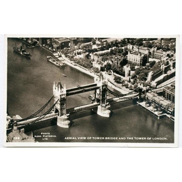 Photo Aero Pictorial Real Photograph Postcard 'Aerial View of Tower Bridge and the Tower of London'