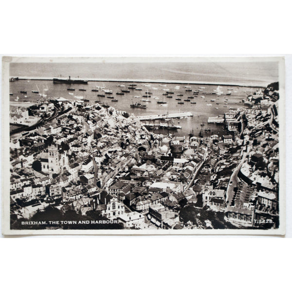 Aero Pictorial Ltd. Real Photograph Black and White Postcard 'Brixham, The Town and Harbour'