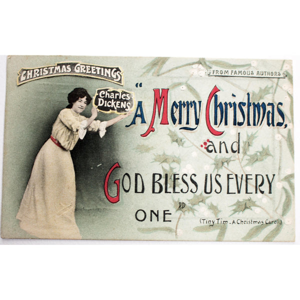 Welch & Sons 'Trichromatic' Postcard 'A Merry Christmas and God Bless Us Every One'