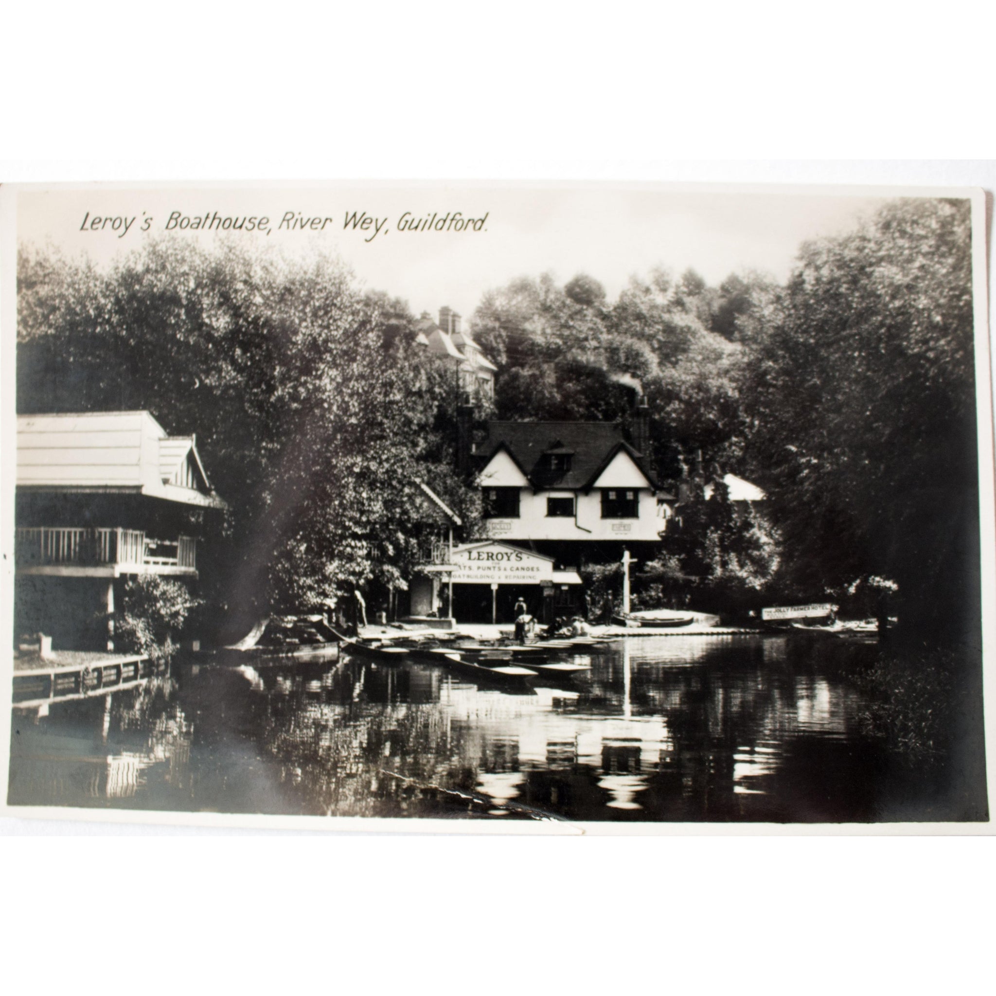 'The Milton' Real Photograph Postcard 'Leroy's Boathouse, River Way, Guildford'