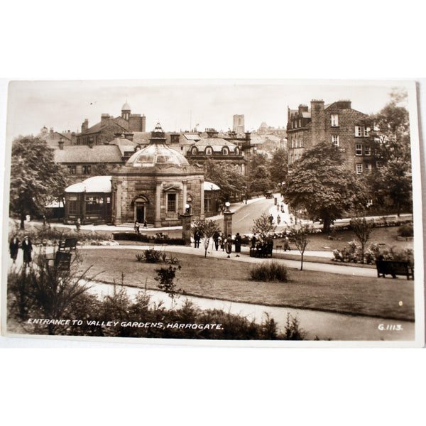 Valentine's Real Photograph Postcard 'Entrance to Valley Gardens, Harrogate'