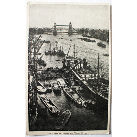 Black and White Image Postcard 'The Pool of London and Tower Bridge'