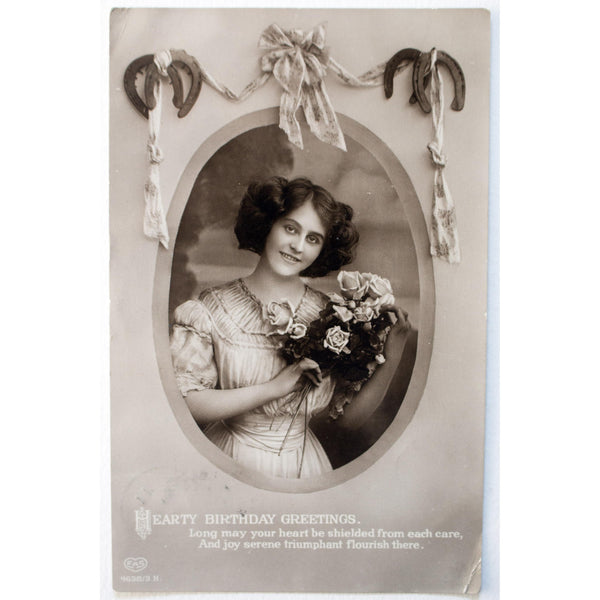 E. A. Schwerdtfeger Real Photograph Postcard 'Hearty Birthday Greetings'