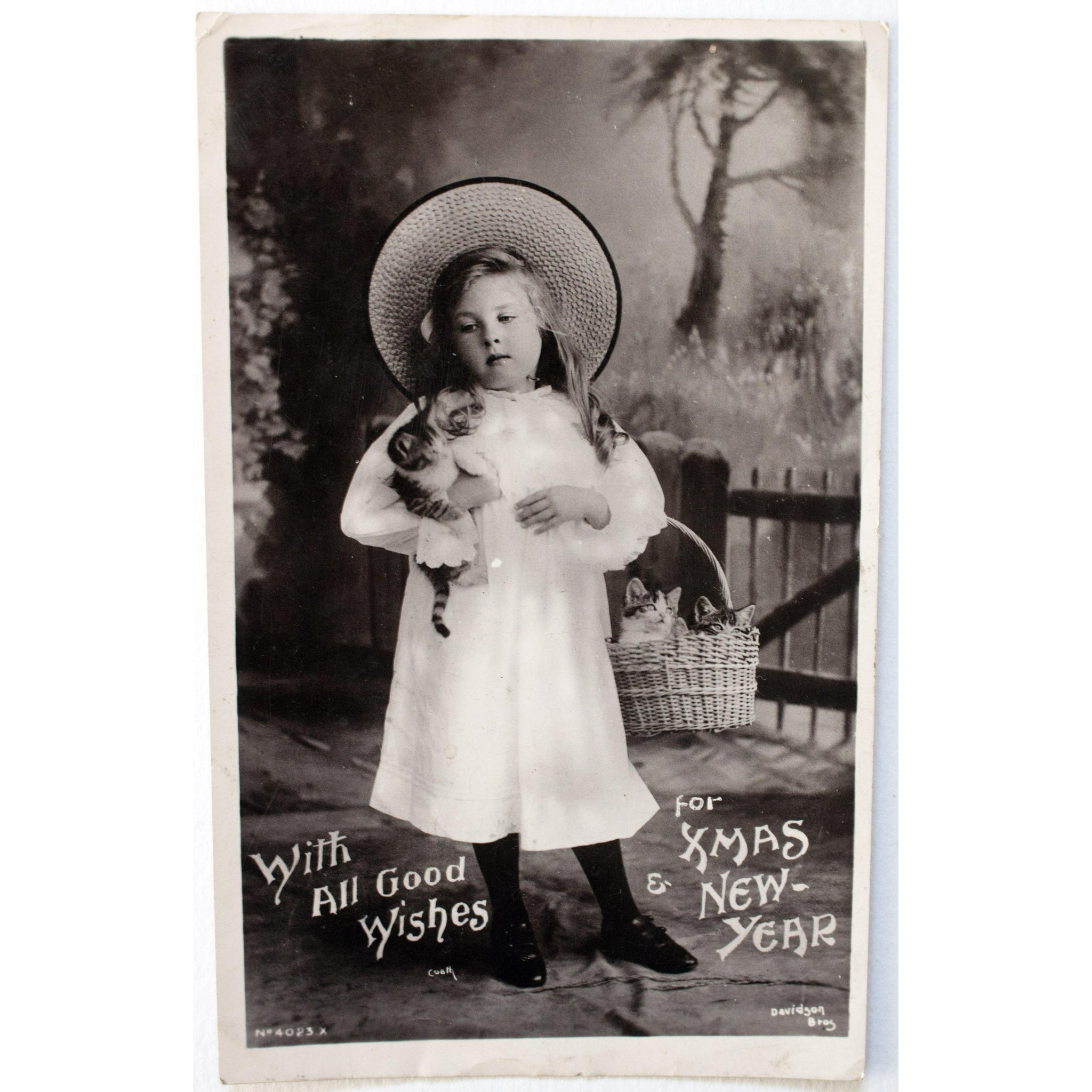 Davidson Bros 'Real Photographic Series' Christmas Postcard 'With All Good Wishes'