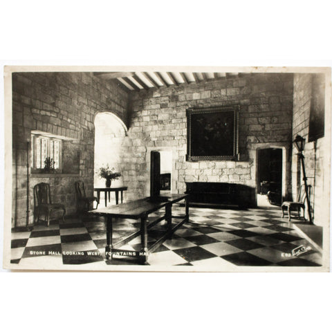 Walter Scott Real Photograph Postcard 'Stone Hall Looking West, Fountains Hall'