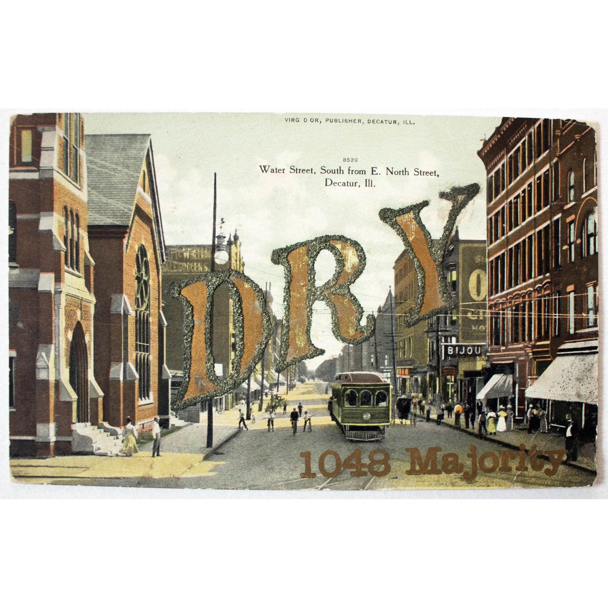 Curt Teich Co. Prohibition Postcard 'Dry. 1048 Majority'