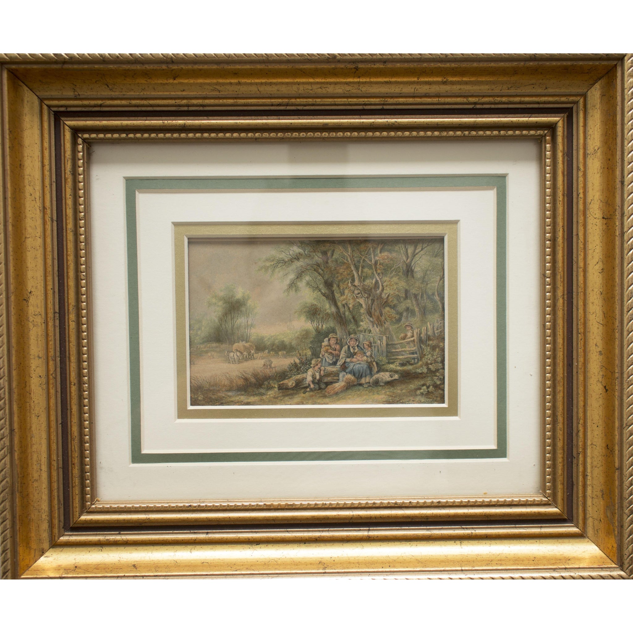 Baxter Print of Pastoral Scene in Ornate Gilt Frame