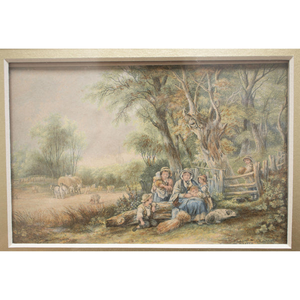 Baxter Print of Pastoral Scene in Ornate Gilt Frame