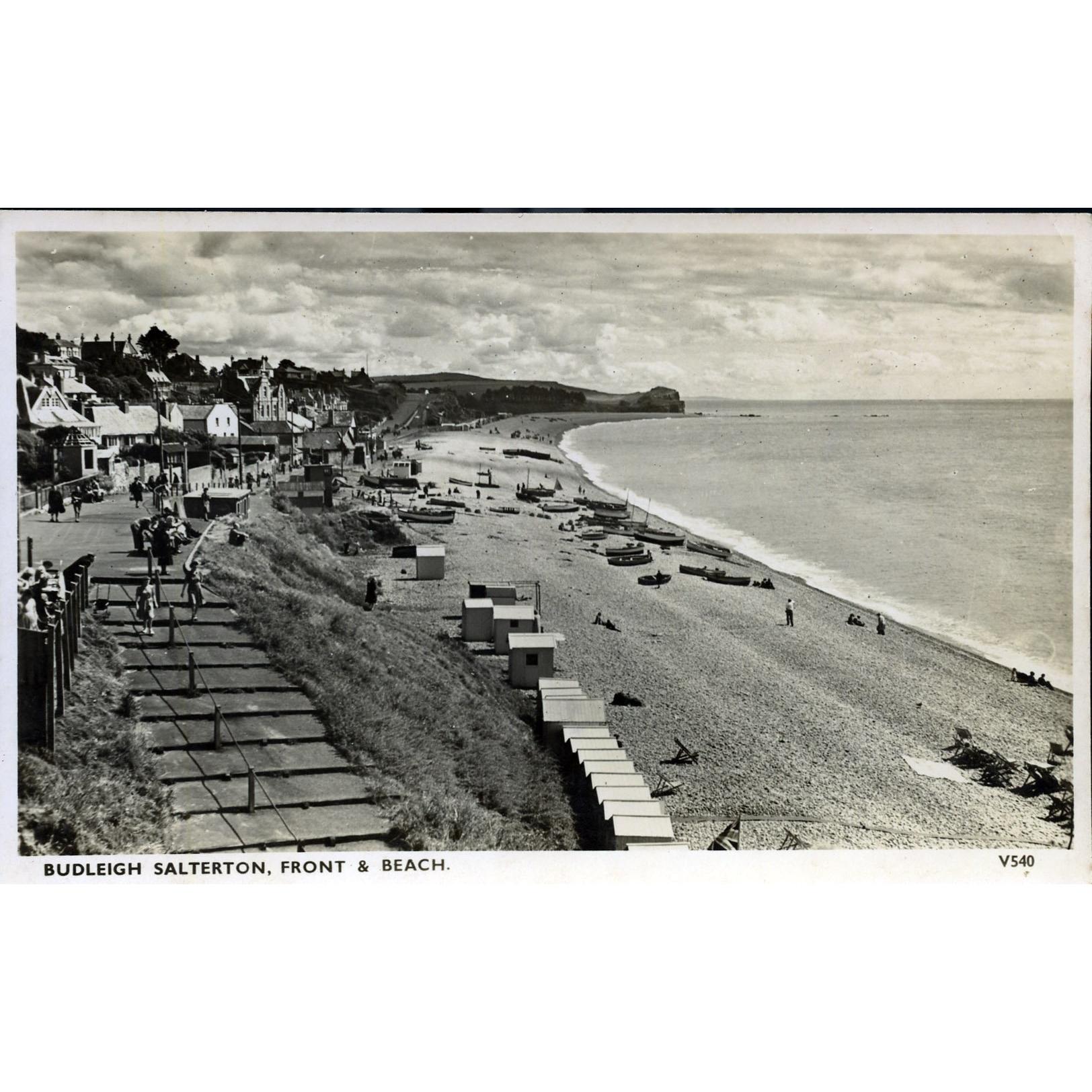 Photochrom Co. Real Photograph Postcard 'Budleigh Salterton, Front & Beach'