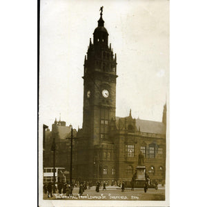 Real Photograph Postcard 'The Town Hall from Leopold St. Sheffield'