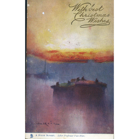 Tuck's 'Oilette' Postcard 'A River Sunset, With best Christmas Wishes'