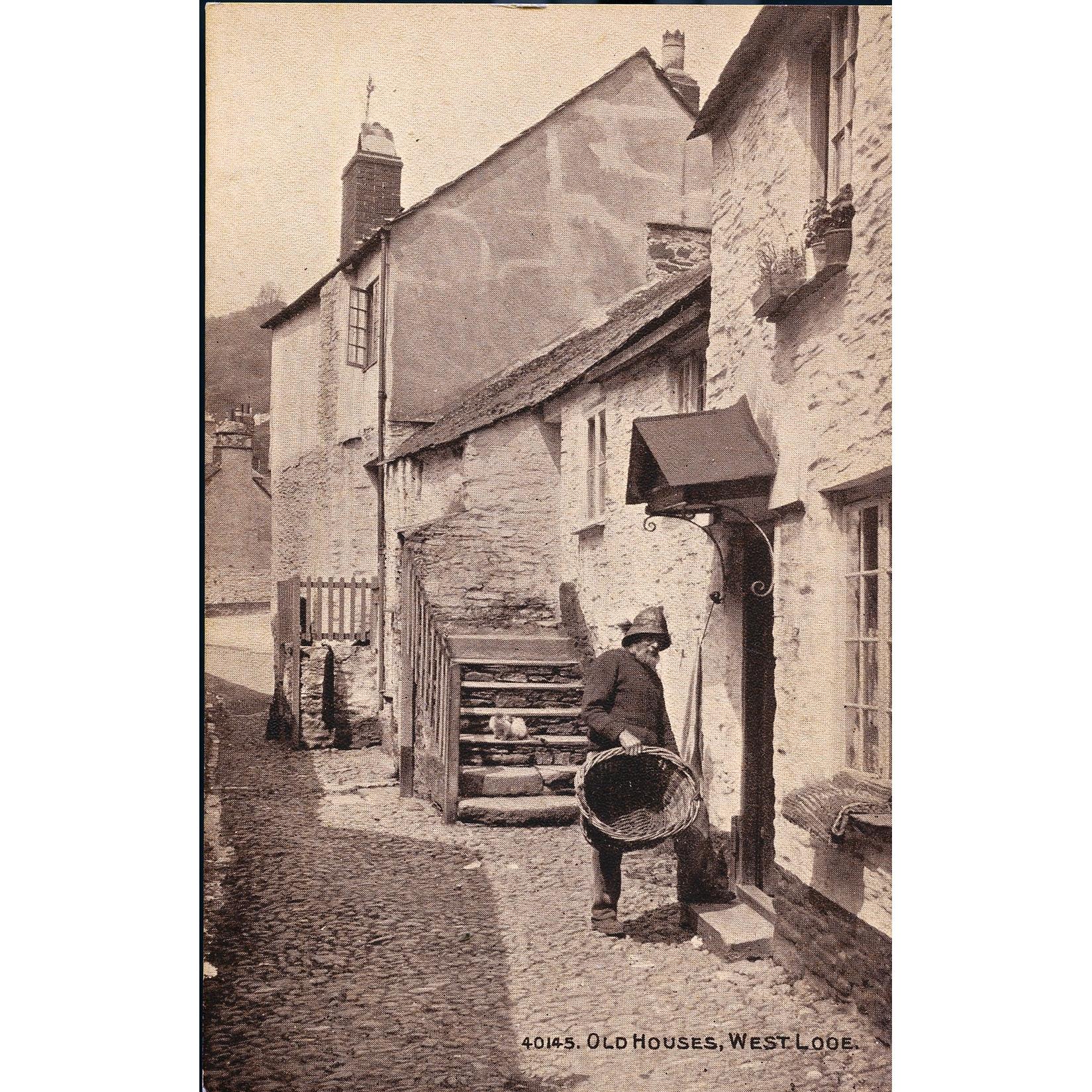 Photochrom Co. 'Sepiatone Series' Postcard 'Old Houses, West Looe'