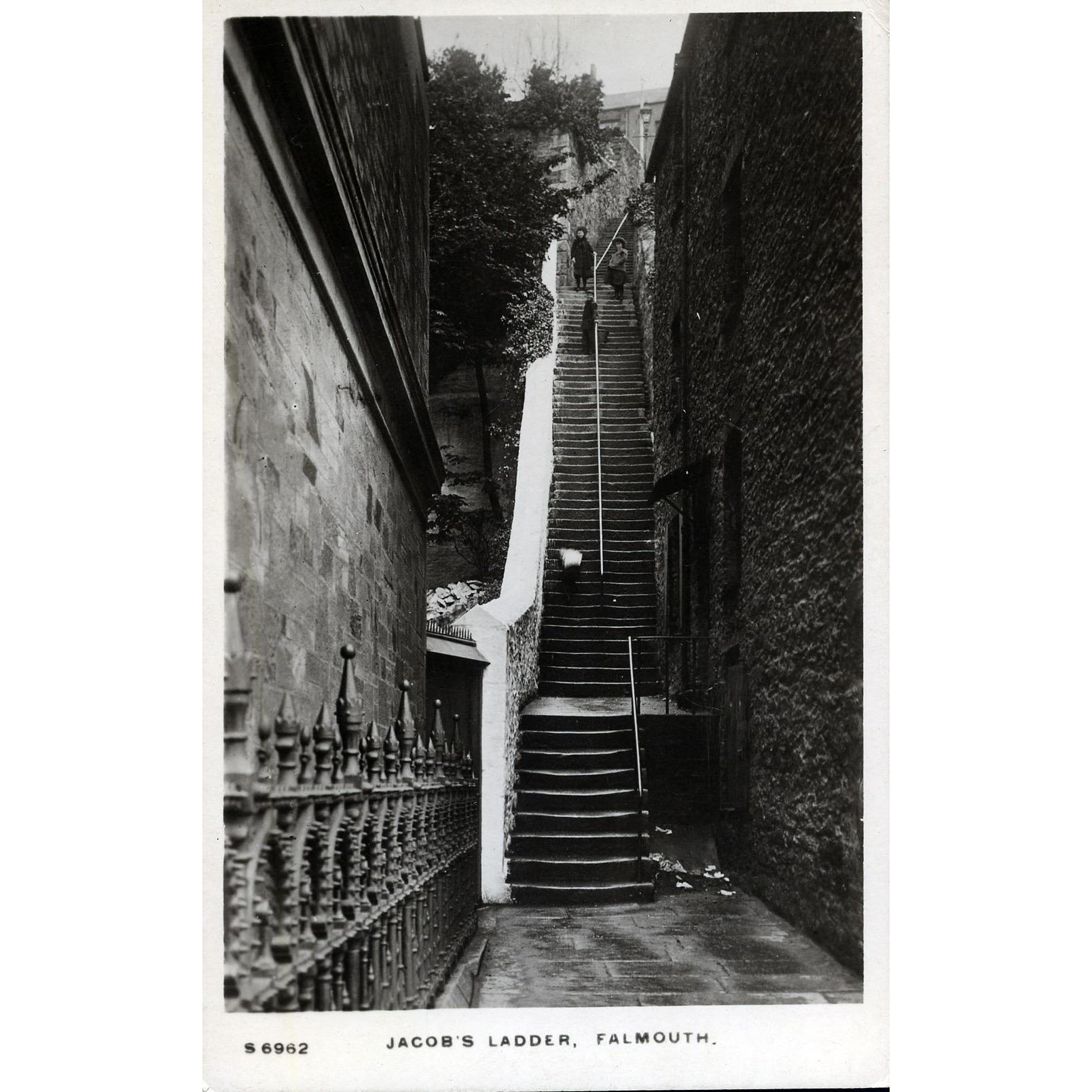 Kingsway Real Photo Series Postcard 'Jacob's Ladder, Falmouth'